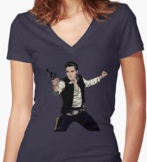 Han Elvis Solo Women's Fitted V-Neck T-Shirt