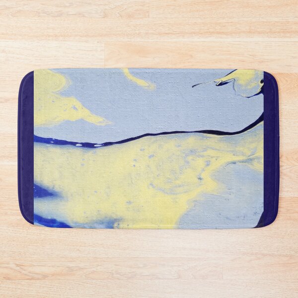 Item preview, Light blue, blue, yellow acrylic pour designed and sold by Kim-Pratt.