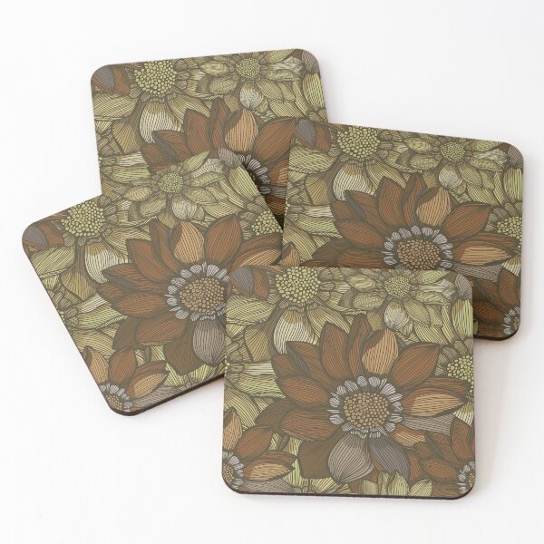 Item preview, Burnt Summer Floral Garden Pattern - Warm yellow and brown Color Palette designed and sold by Sketchbook Designs.