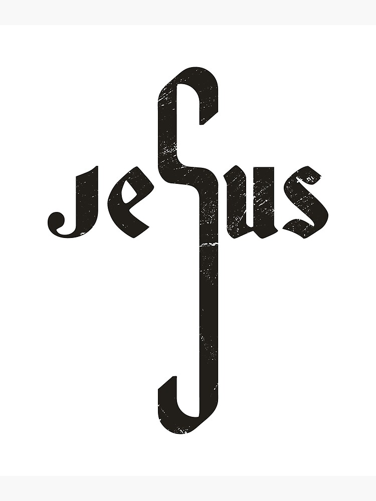 "Jesus Letters on the Cross Giant Type, Christian Jesus graphic" Poster