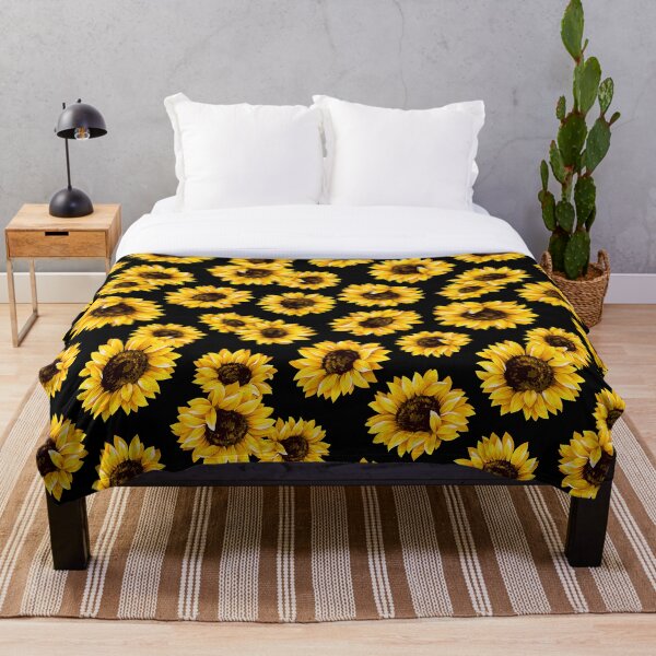 Sun flowers floral pattern - yellow flower Throw Blanket