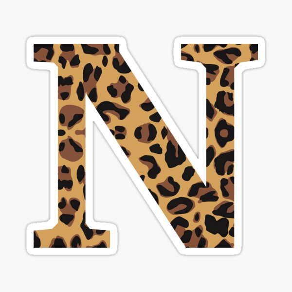 leopard print letter n sticker for sale by madebymeera redbubble