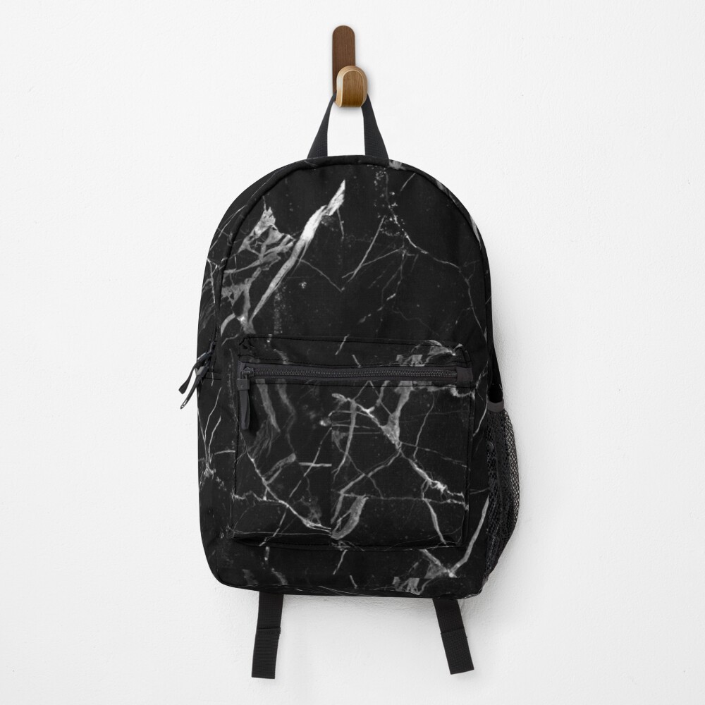 black and white marble backpack