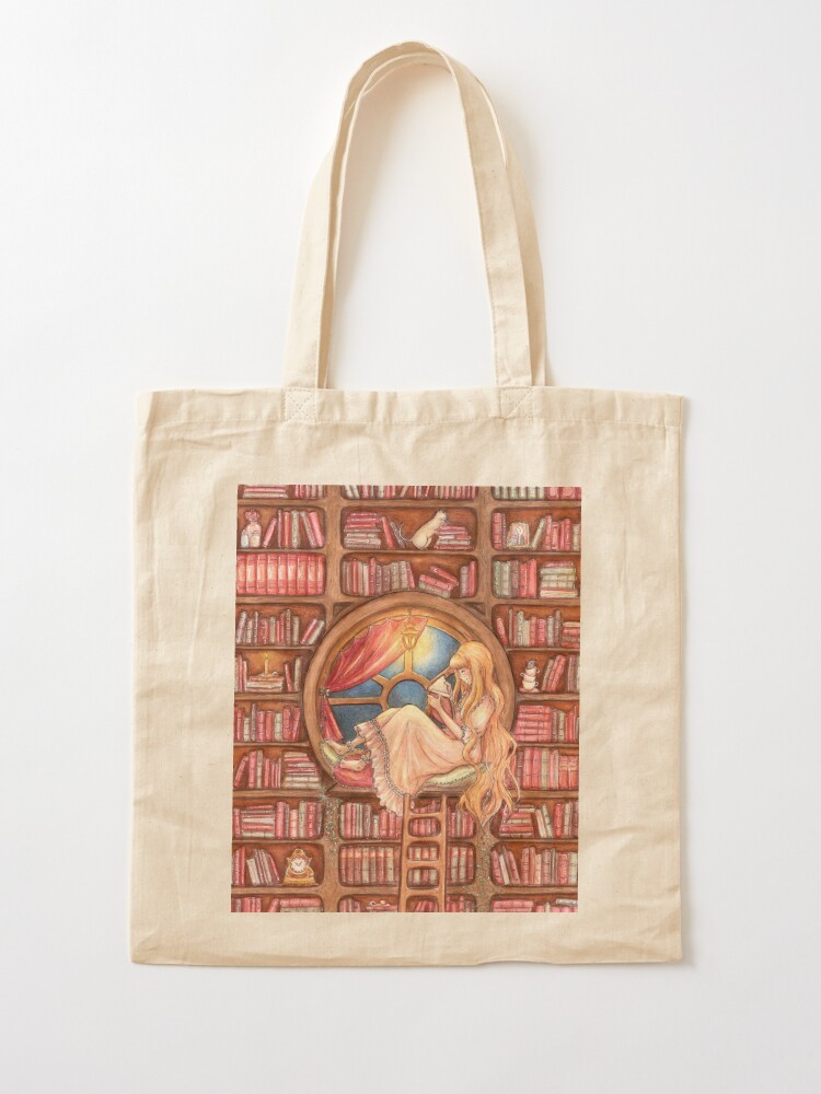 Book nook - Book lover girl reading in a library Tote Bag for Sale by  Denise, Denisn't