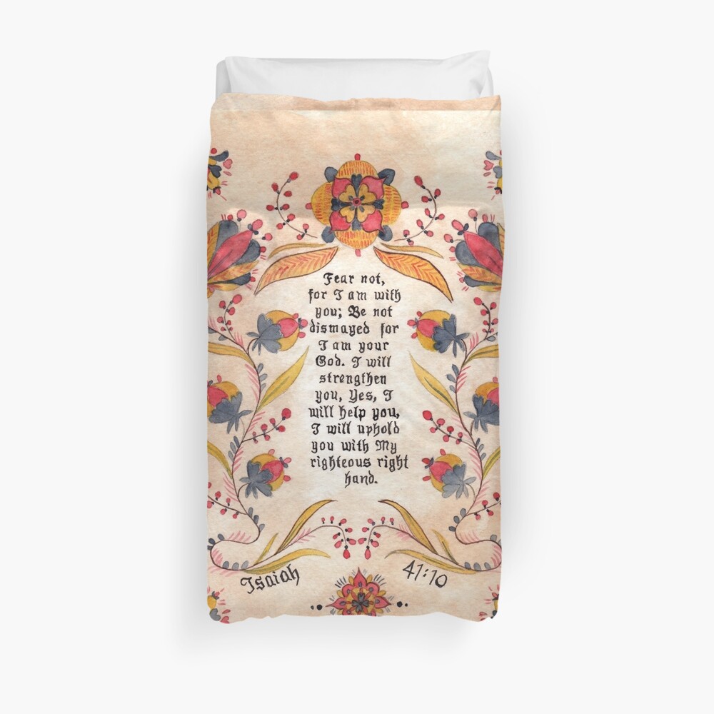 Fraktur: Bible Verse- Isaiah 41:10 Duvet Cover