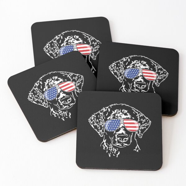 Item preview, Curly Coated Retriever with America Flag Sunglasses Dog Dogs Portrait designed and sold by dogarts.