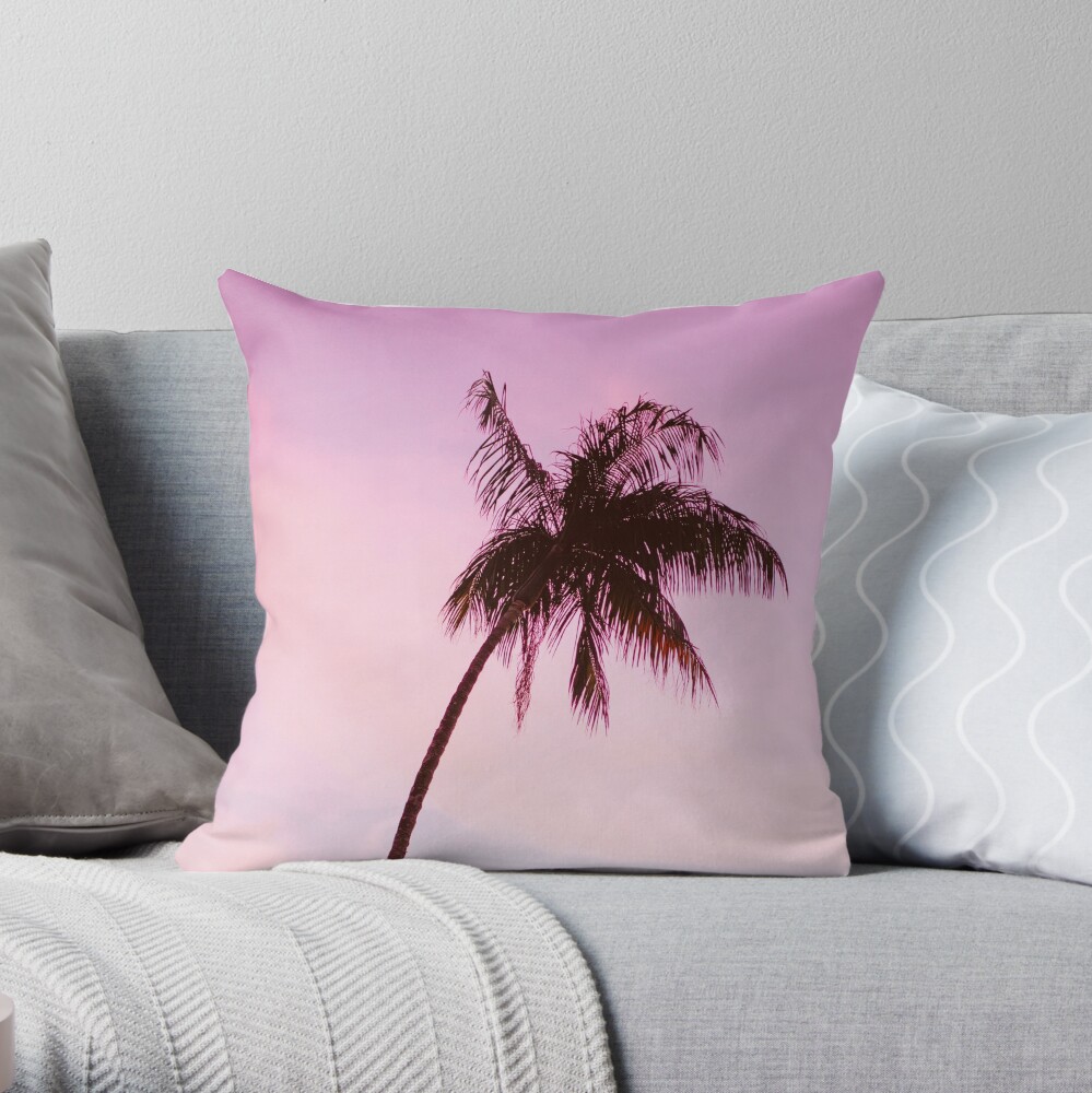 Palmtree pink Throw Pillow