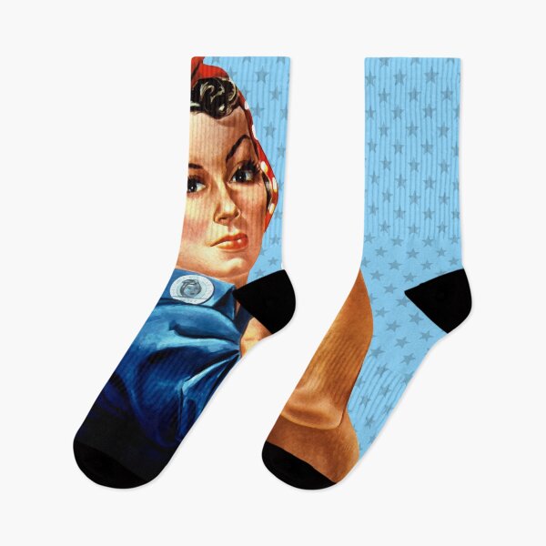 Item preview, Rosie the Riveter - Blue Background with Star Pattern designed and sold by Shop Your Aesthetic.