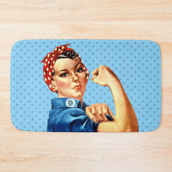 Item preview, Rosie the Riveter - Blue Background with Star Pattern designed and sold by Shop Your Aesthetic.