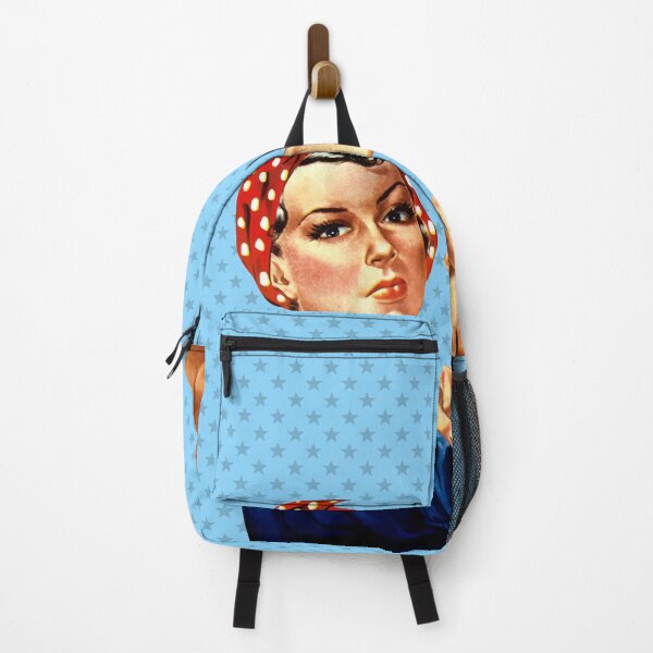 Item preview, Rosie the Riveter - Blue Background with Star Pattern designed and sold by Shop Your Aesthetic.