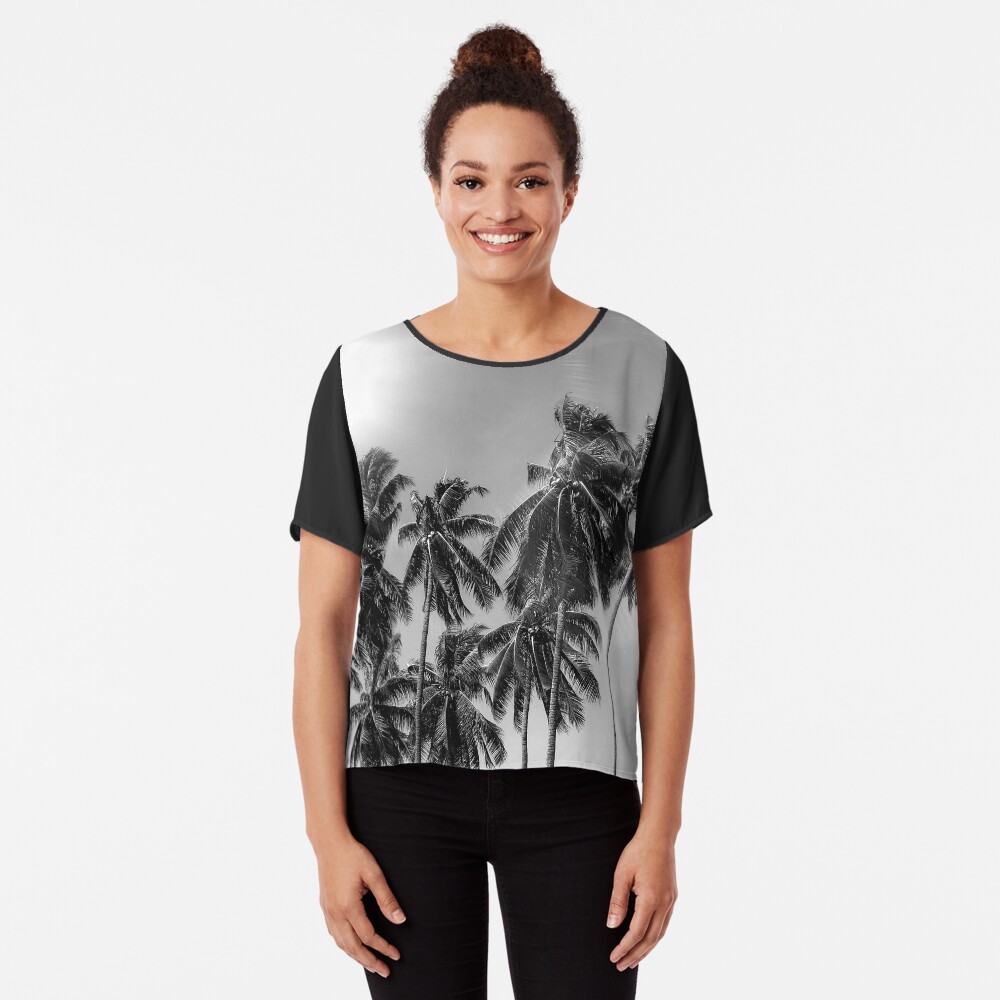 Palmtrees black&white Chiffon Top