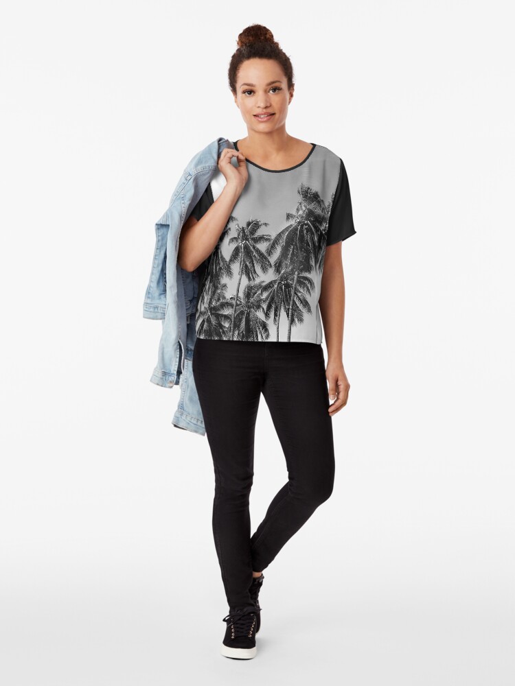 Alternate view of Palmtrees black&white Chiffon Top