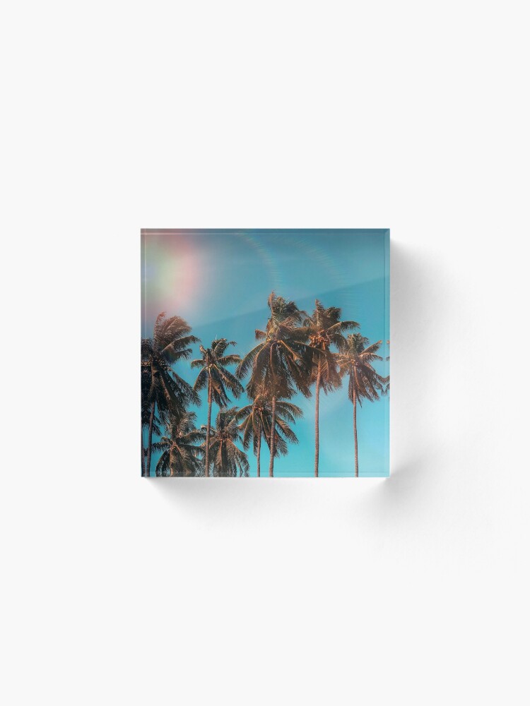 Alternate view of Palmtrees aqua Acrylic Block