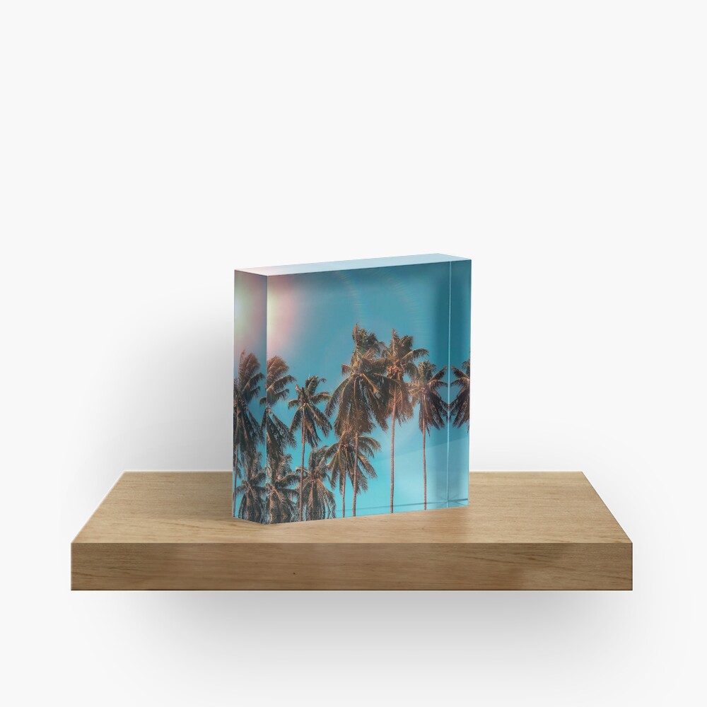 Palmtrees aqua Acrylic Block