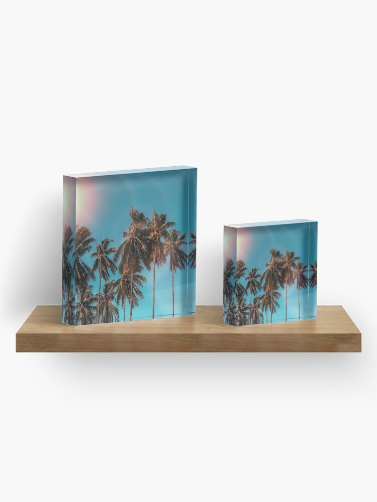 Alternate view of Palmtrees aqua Acrylic Block