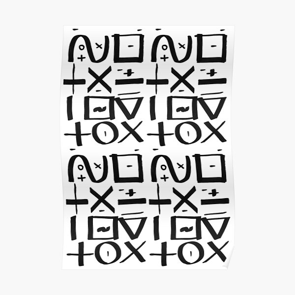 Typographic illustration calligraphic expressive graffiti style, black and white abstract expressionism, writing, tagging, minimal symbols pattern Poster