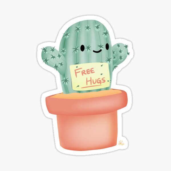Free Hug Cactus Sticker