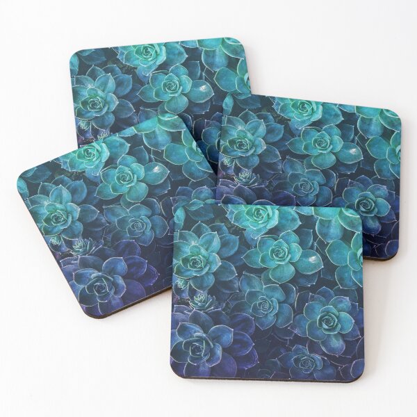 Item preview, Blue Family of Succulents in Gradient Texture Art designed and sold by yisela.