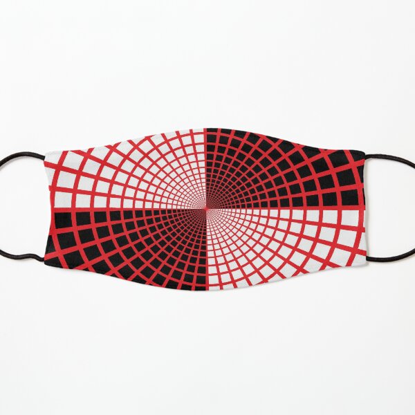 Red Circles and Rays on White Background - Astralasia Wind on Water Kids Mask