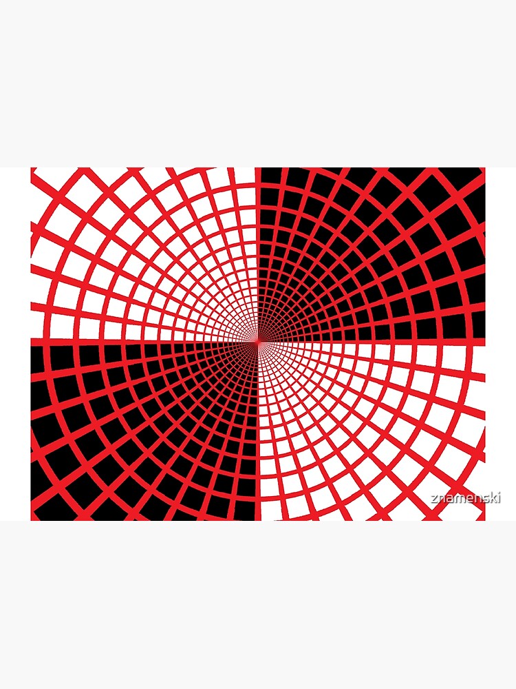 Red Circles and Rays on White Background - Astralasia Wind on Water by znamenski