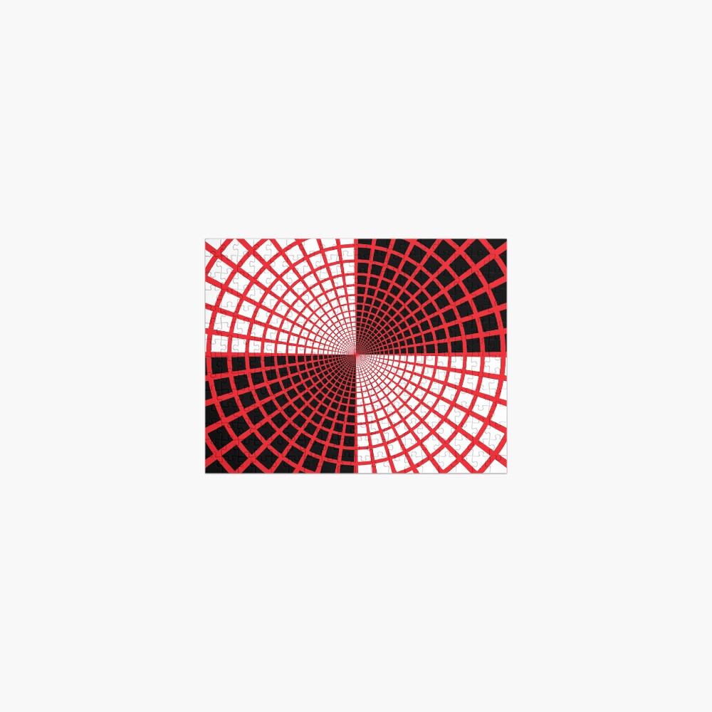 Red Circles and Rays on White Background - Astralasia Wind on Water Jigsaw Puzzle
