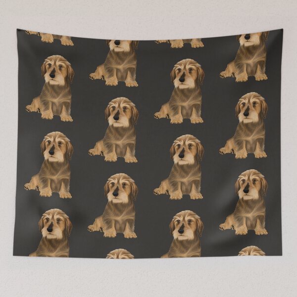 Item preview, Wirehaired Dachshund sitting dog designed and sold by Mehu.