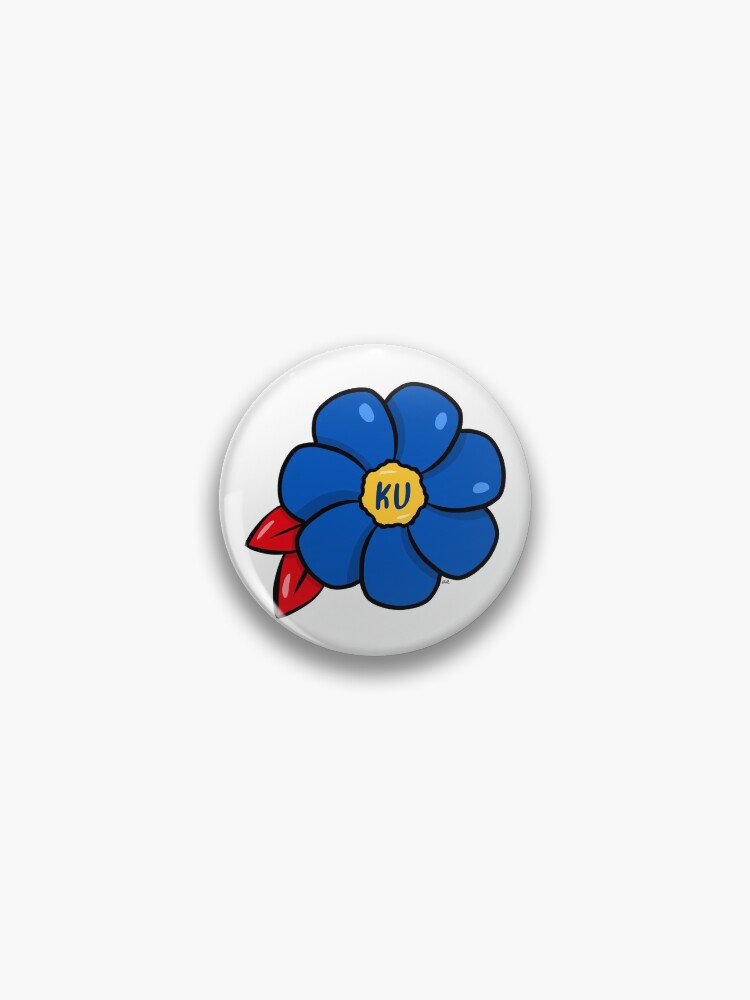 Thumbnail 1 of 3, Pin, University of Kansas Flower designed and sold by SoybeanTomato.