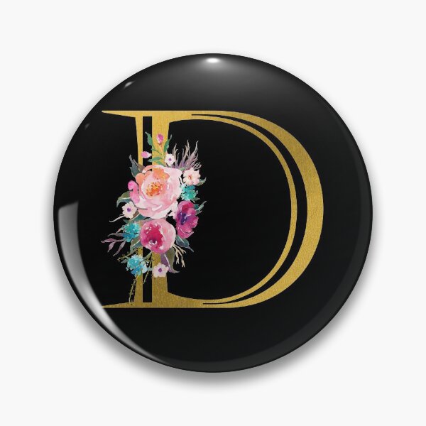 Item preview, Letter D, Floral Monogram, Watercolor Roses, Initial, Faux Gold Foil designed and sold by WildHoneyDesign.