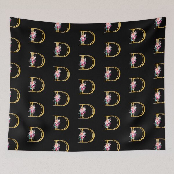 Item preview, Letter D, Floral Monogram, Watercolor Roses, Initial, Faux Gold Foil designed and sold by WildHoneyDesign.