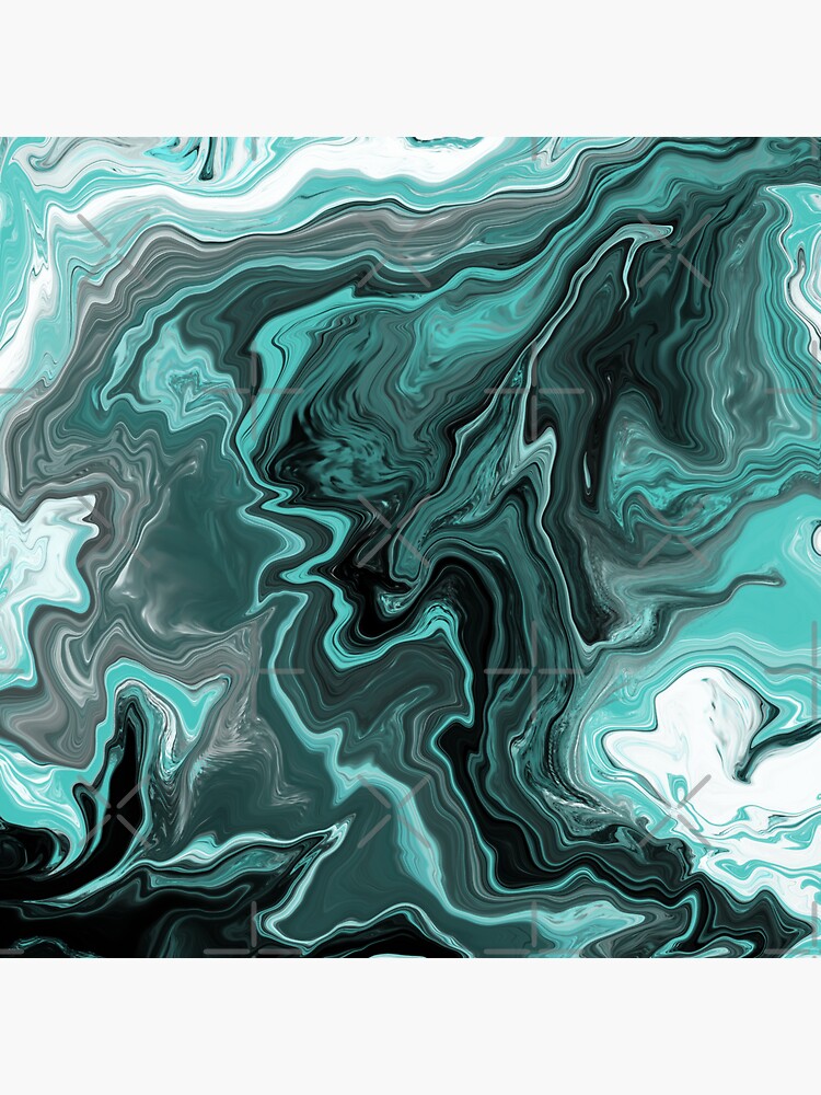 Teal / Turquoise Acrylic Pour Painting by abstractnudes
