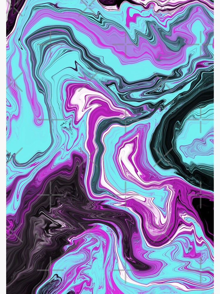 Magenta / Cyan Acrylic Pour Painting by abstractnudes