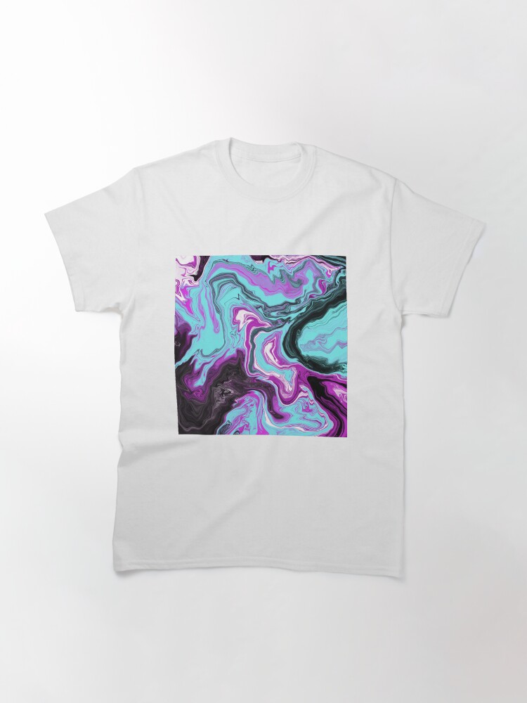Alternate view of Magenta / Cyan Acrylic Pour Painting Classic T-Shirt