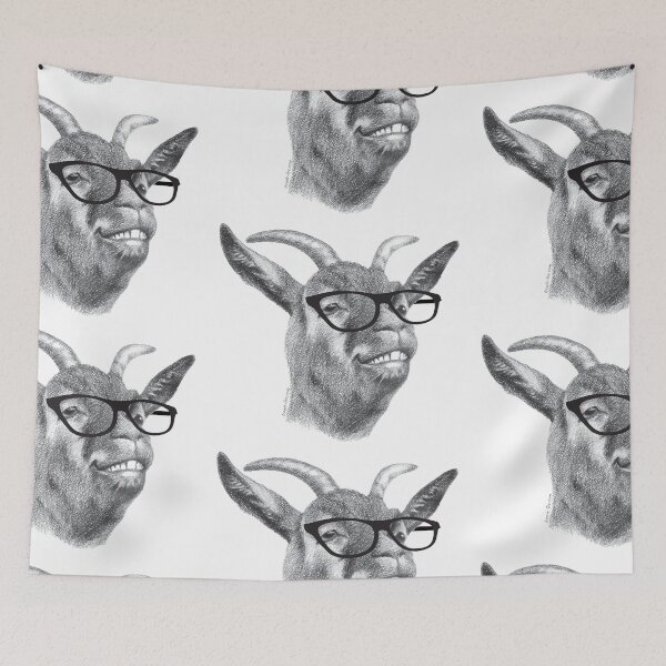 Item preview, Smiling Hipster Goat Sketch designed and sold by IconicTee.