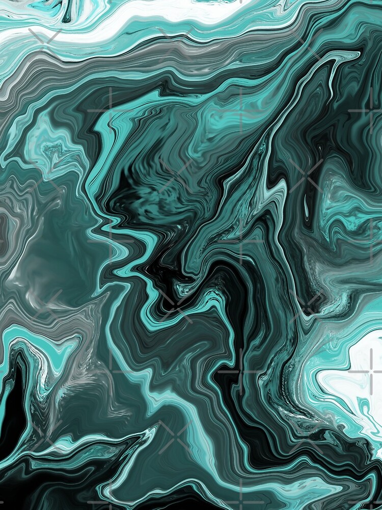 Teal / Turquoise Acrylic Pour Painting by abstractnudes