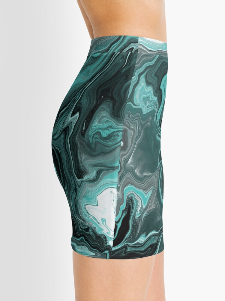 Alternate view of Teal / Turquoise Acrylic Pour Painting Mini Skirt