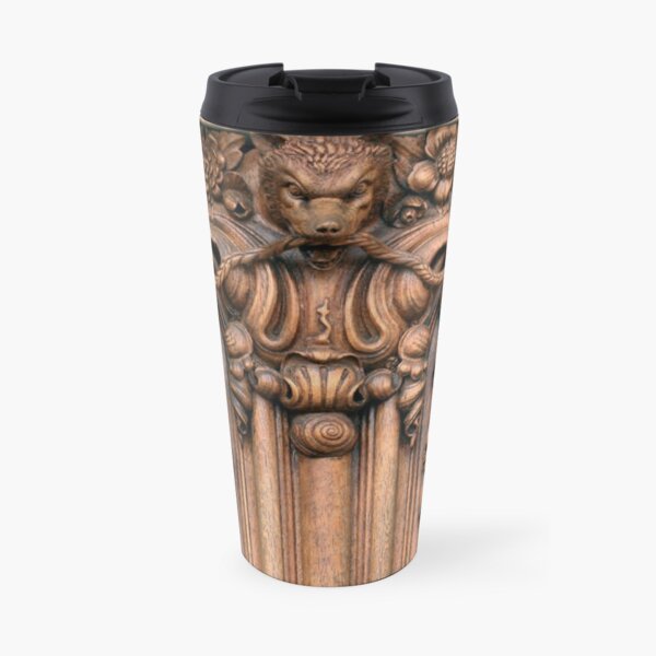 Carved Wood Travel Coffee Mug