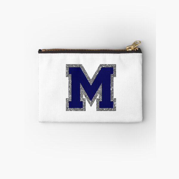 Item preview, silver and navy varsity letter M designed and sold by byleahwithlove.