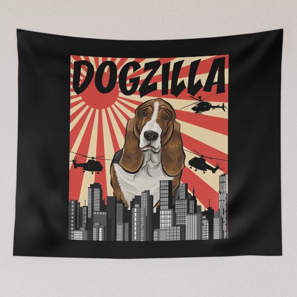 Item preview, Funny Retro Japanese Dogzilla Basset Hound designed and sold by Fair-Tees.
