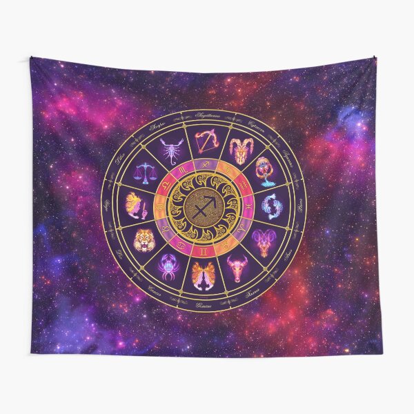Sagittarius Zodiac Lightburst - Circle Tapestry