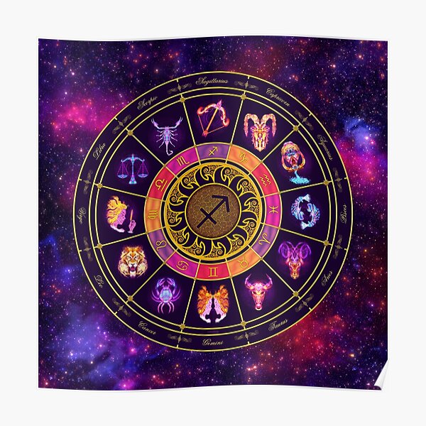 Sagittarius Zodiac Lightburst - Circle Poster