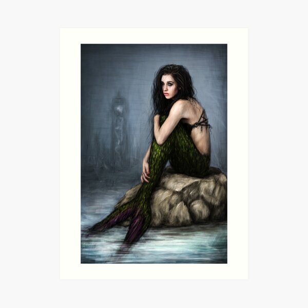 Mermaid and the Lighthouse Art Print