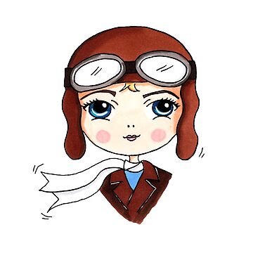 "Amelia Earhart Cartoon Drawing" Poster for Sale by paperoni | Redbubble