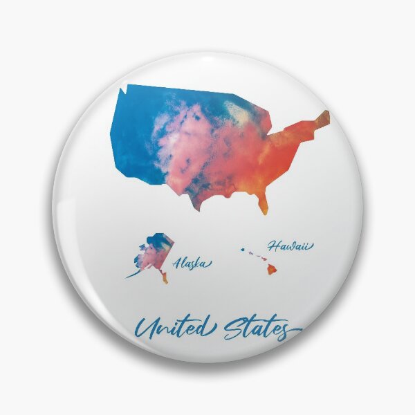 Item preview, United States Map in Watercolor + Alaska & Hawaii (Blue and Orange) designed and sold by Geometricshow.