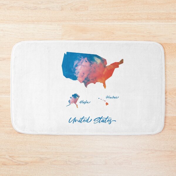 Item preview, United States Map in Watercolor + Alaska & Hawaii (Blue and Orange) designed and sold by Geometricshow.