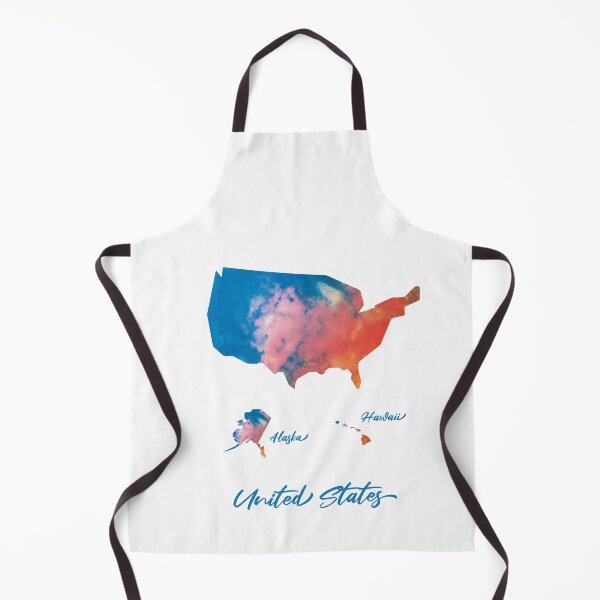 Item preview, United States Map in Watercolor + Alaska & Hawaii (Blue and Orange) designed and sold by Geometricshow.