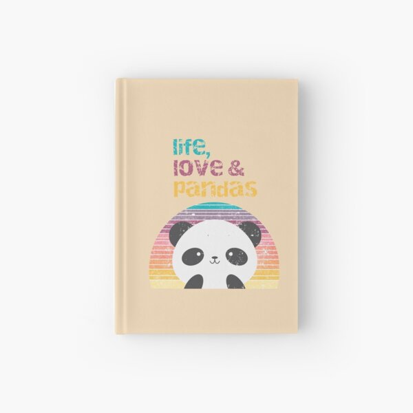 Love, Life and Panda Retro Vintage Distressed Hardcover Journal