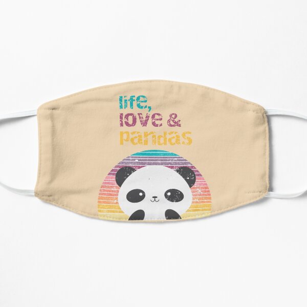 Love, Life and Panda Retro Vintage Distressed Flat Mask