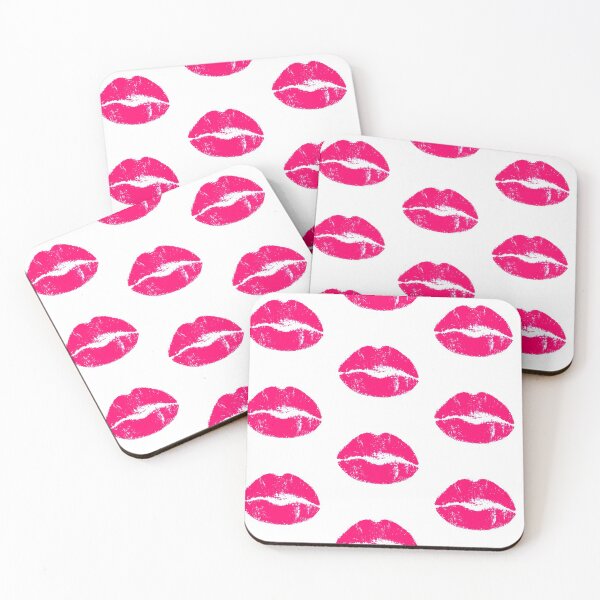 Item preview, Lips kisses pattern Pink lipsticks kiss mouth pattern in love designed and sold by MadandMean.