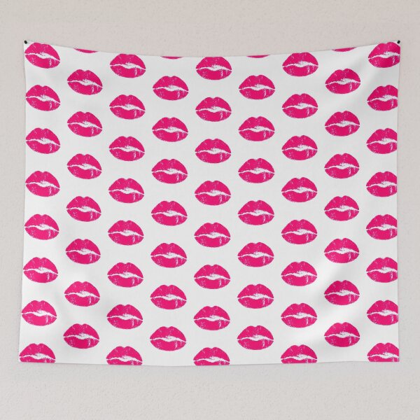 Item preview, Lips kisses pattern Pink lipsticks kiss mouth pattern in love designed and sold by MadandMean.
