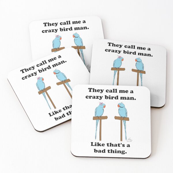 Item preview, Crazy Bird Man with Blue Ring Neck Parrots designed and sold by Laughing Parrot Studio.